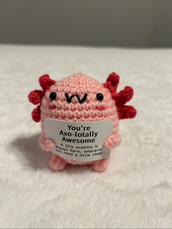 None Other - Pink Crochet Axolotl Plush with dark Pink Gills emotional gift